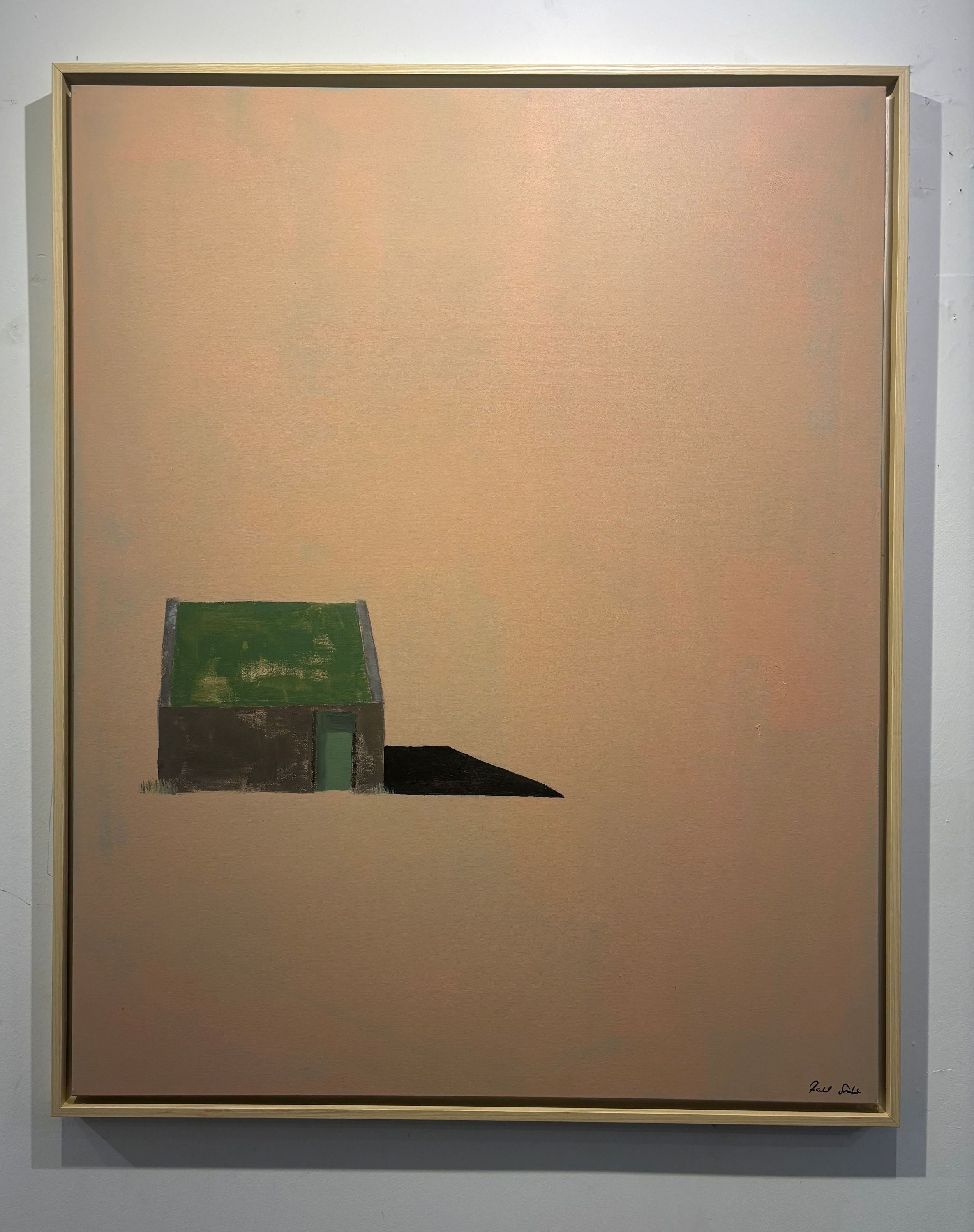 Green Roof On Pink by Rachael Smith