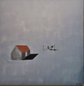 House and Clothes Line on Gray by Rachael Smith
