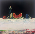 Watermelon, Glass Bottle and Pomegranate By Rebekah Mooney