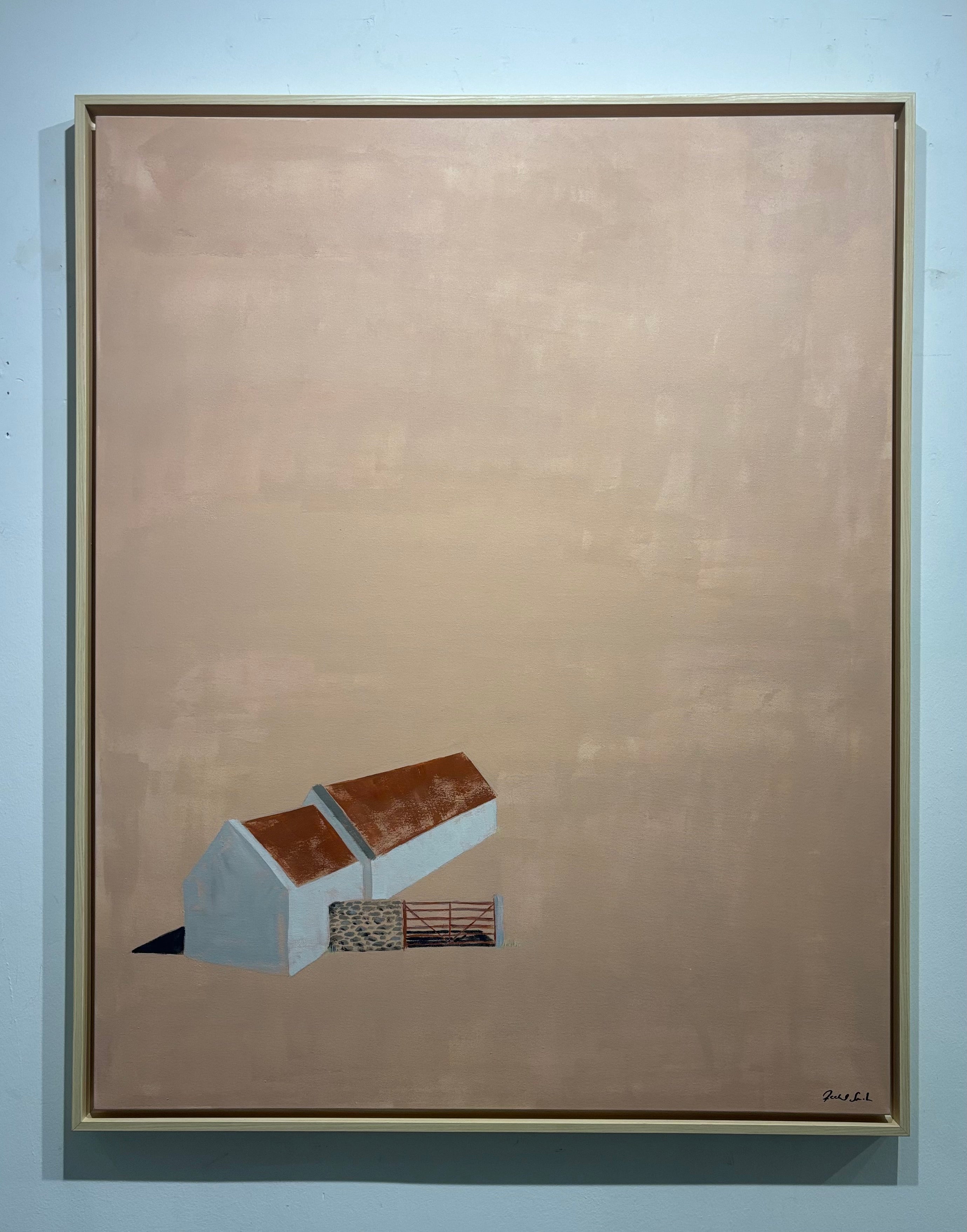Red Roof On Pink by Rachael Smith