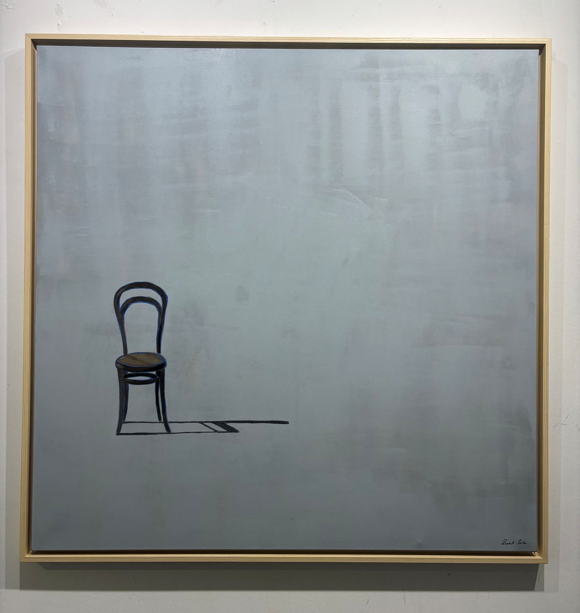 Single Wooden Chair On Grey by Rachael Smith
