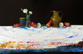 Carnations, Bronze and Flat Peaches by Rebekah Mooney