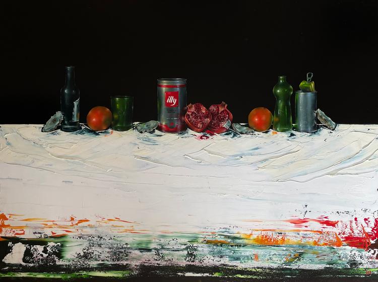 Illy Can with Oranges and Pomegranates by Rebekah Mooney